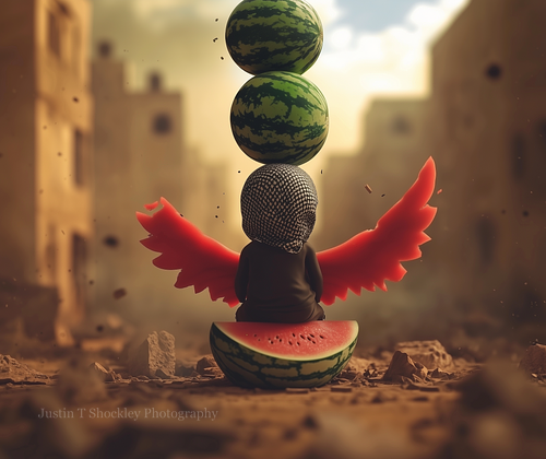 Little Jadu’i, palestinian art, watermelon