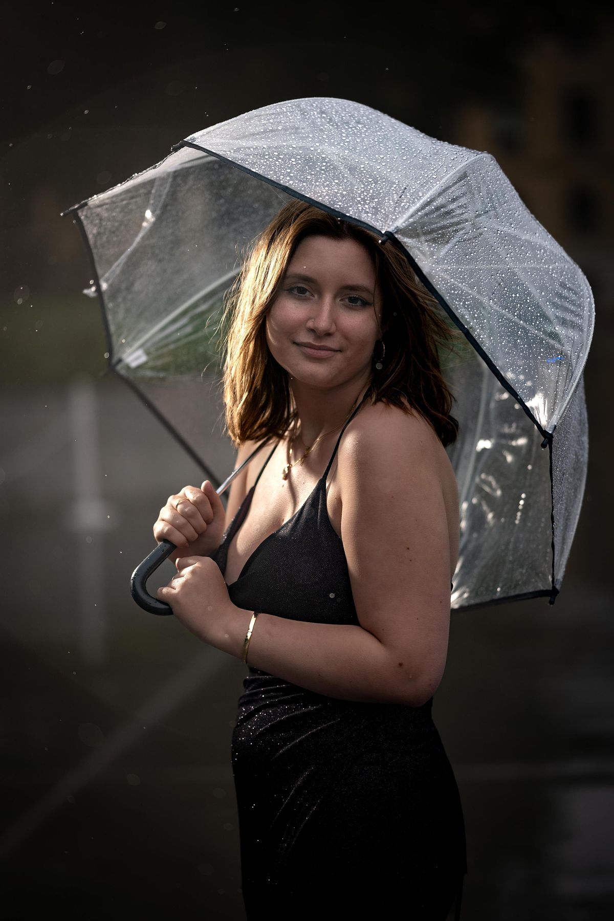 Formal Portrait in the rain at Alberta Legislative Grounds