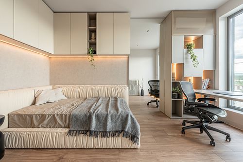 Bedroom showcasing minimalist design &ndash; Scala project