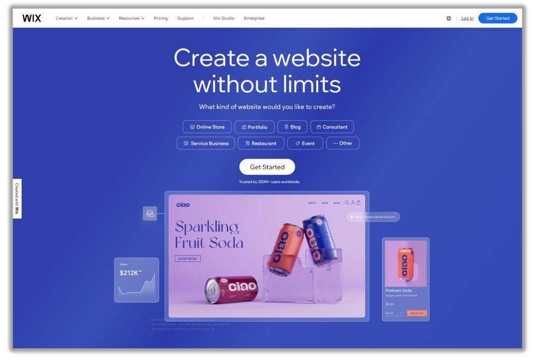 Construtor de Sites Wix