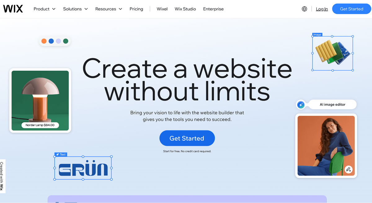Wix home page