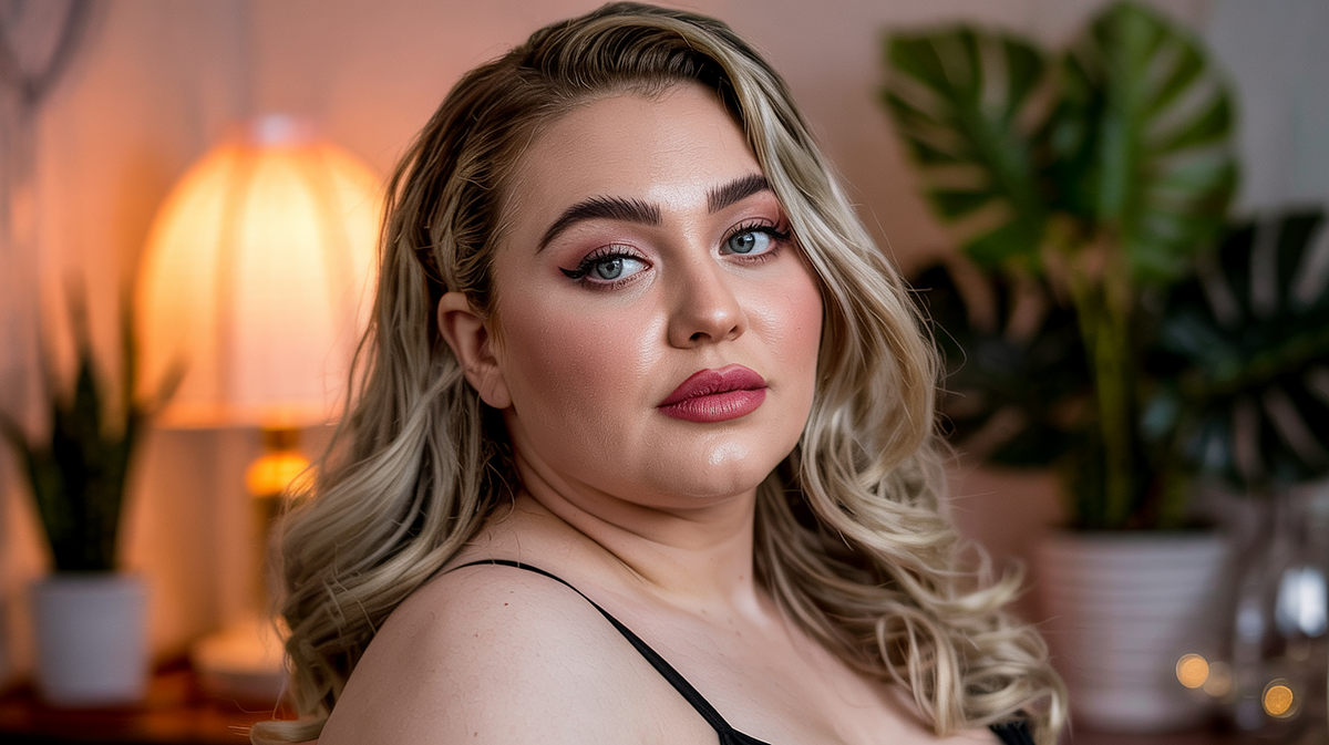 Empowering boudoir portrait with confident pose and soft lighting