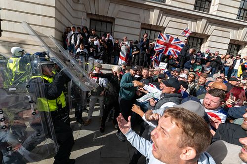 Violent clashes at “Unite the Kingdom” march, London, UK