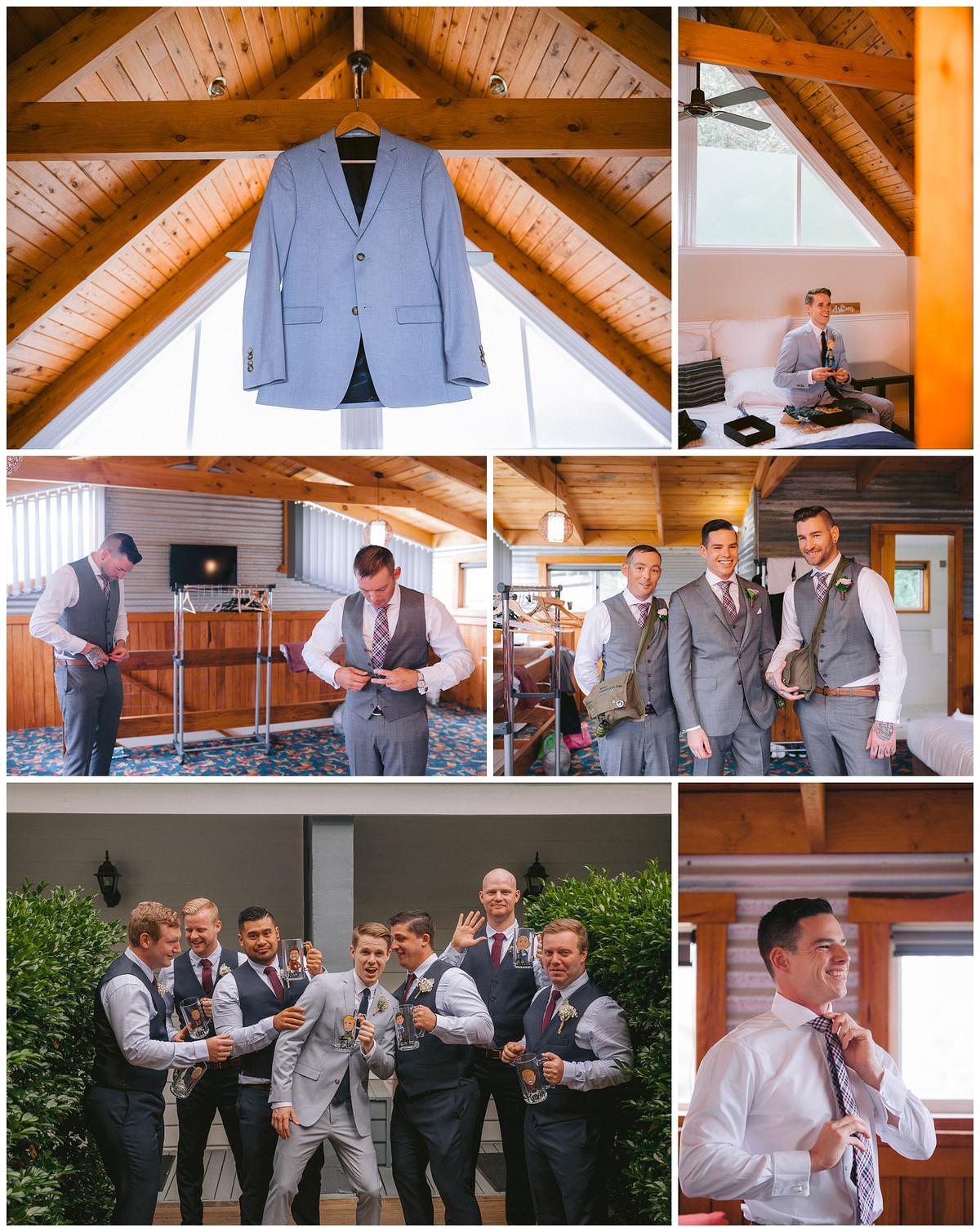 Groom and groomsmen are getting ready at Loxley on Bellbird Hill Blue Mountains.