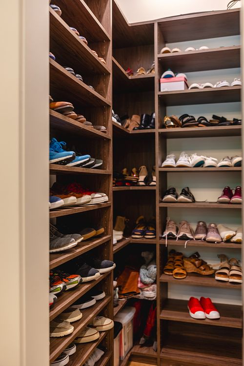 Shoe closet in walk-in dressing room