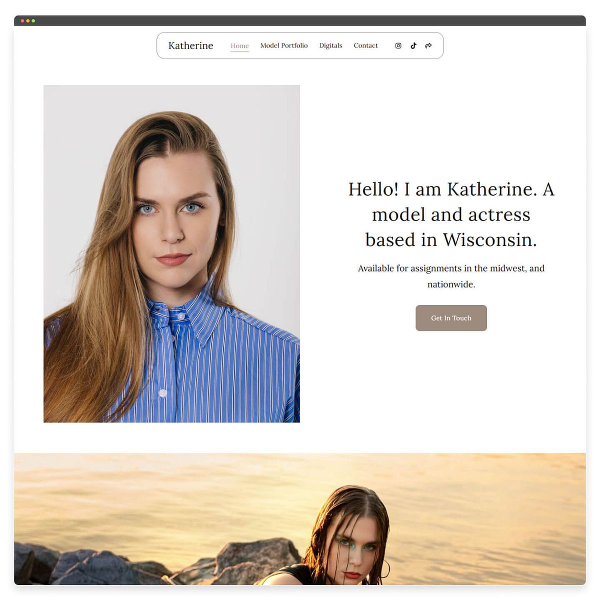 Katherine Stamm's model portfolio website