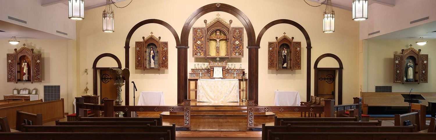 High Altar and Shrines at St. Bernadette Catholic Church in Lancaster, Ohio