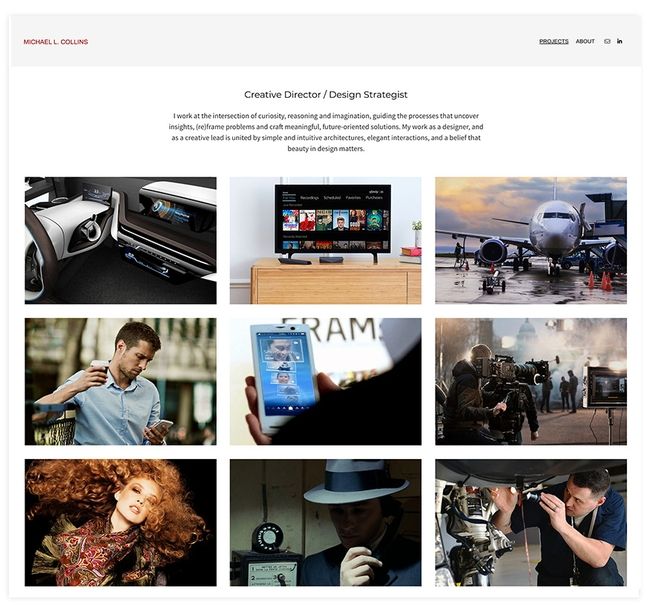 Portfolio online del designer Michael Collins