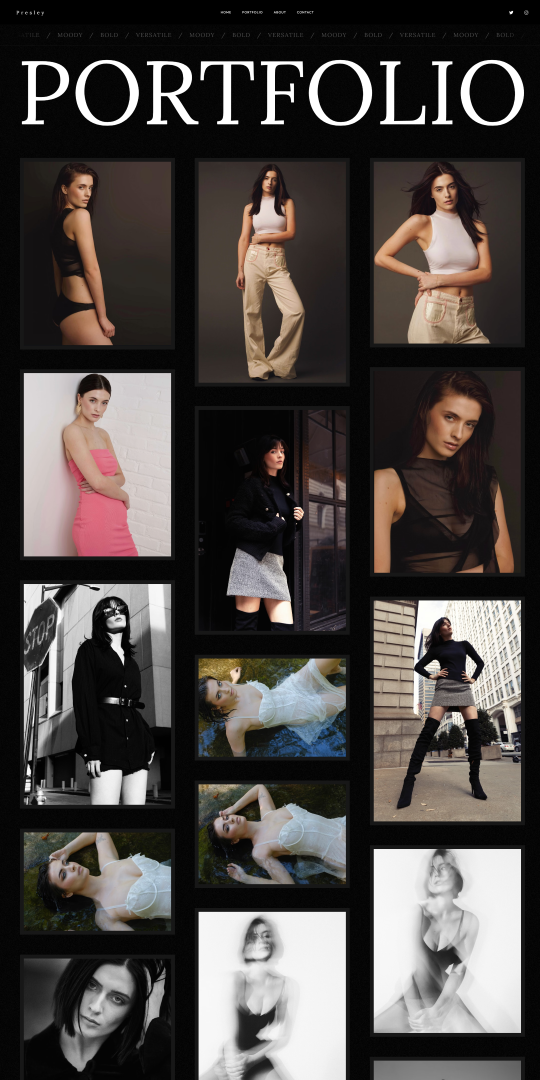 Screenshot of Presley's Modeling Portfolio