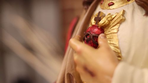 Close up picture of the newly restored Sacred Heart.