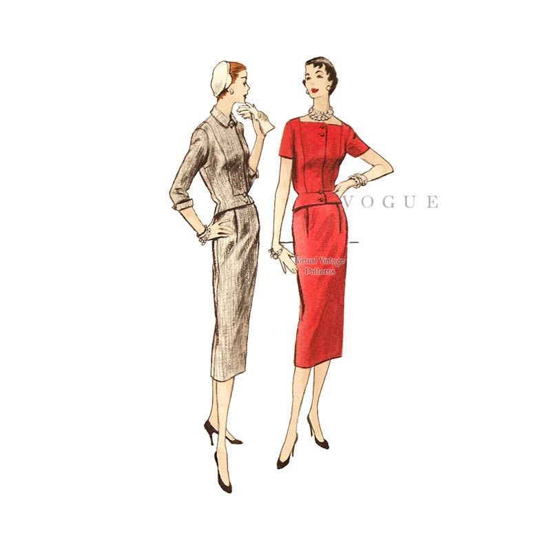 strapless open back dress Vogue Pattern V9105 Vintage 1950s Misses' Dress & Sash – WeaverDee.com