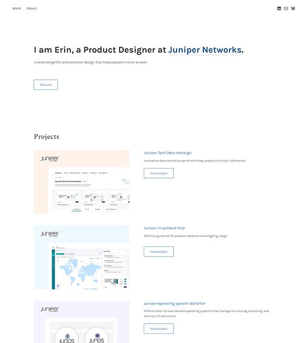 Esempi di siti web del portfolio Erin L