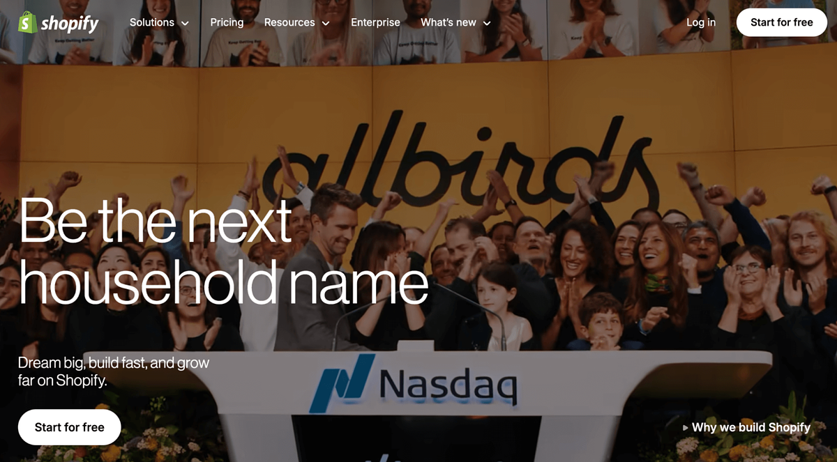 Image of Shopify's homepage