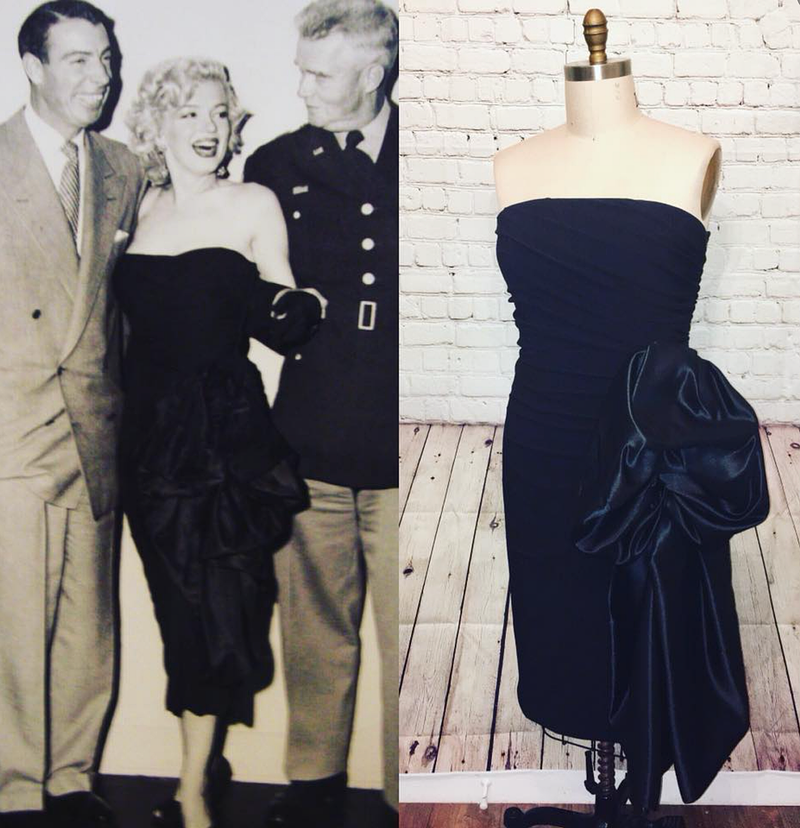 Marilyns Strapless Draped Wiggle Dress with Hip Flounce