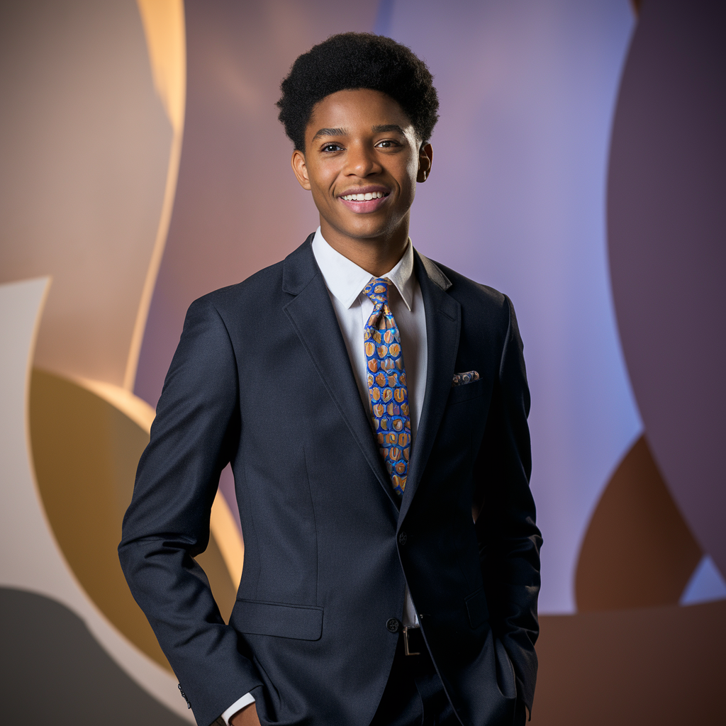 High school senior posing confidently outdoors in natural light.