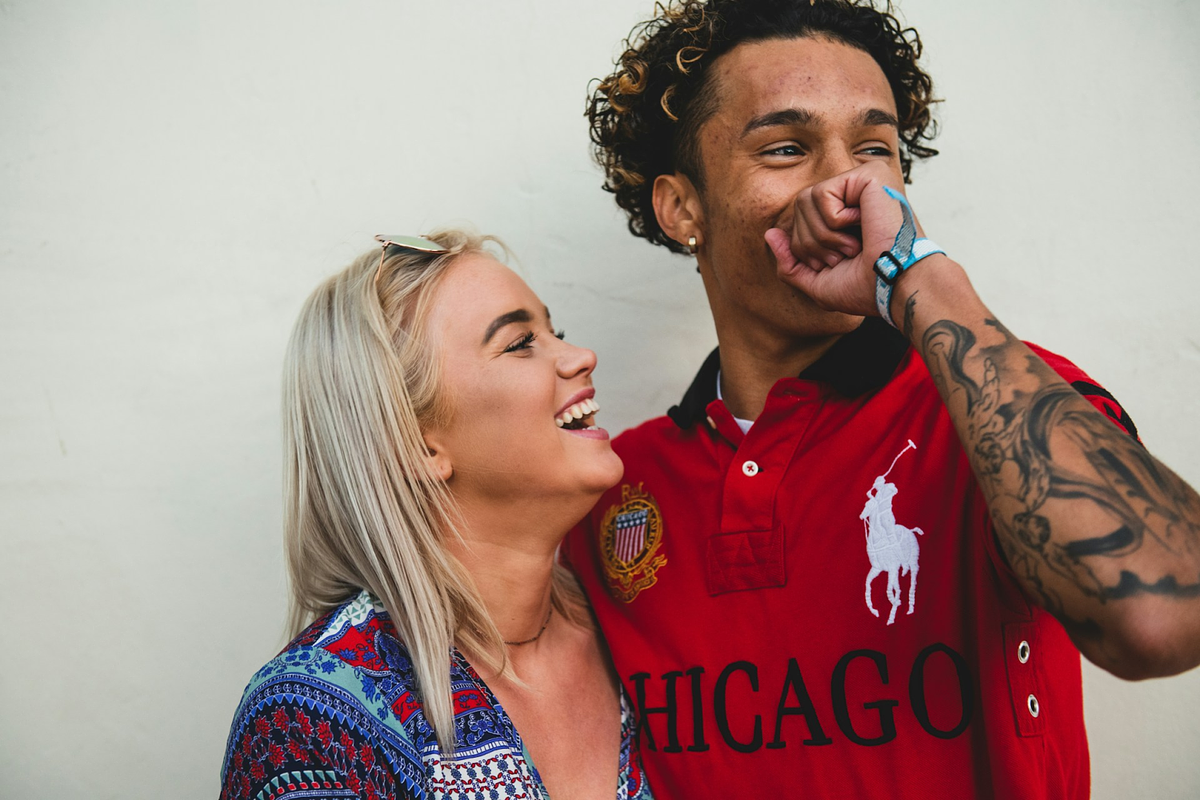 Couples in red themed shirt