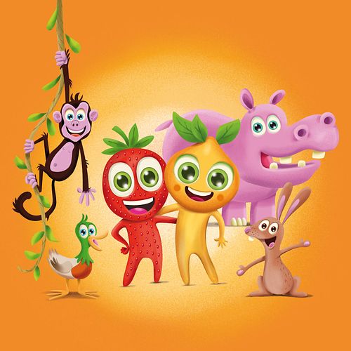 illustratie cover voor een kinderboekje voor vitamine gummies