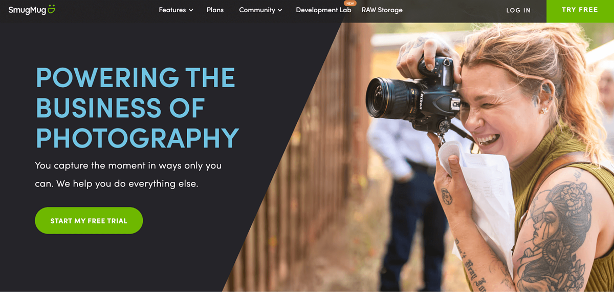 Screenshot of SmugMug's home page