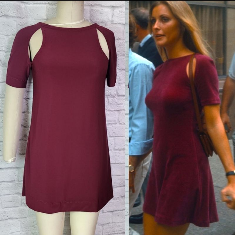 Sharon's Burgundy Keyhole Sleeve Mini Dress