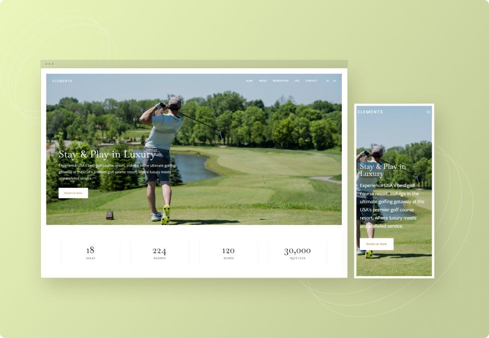 Screenshot of Pixpa's sports photography template Element
