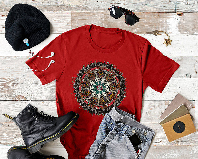 Mushroom Mandala Organic Cotton T-shirt