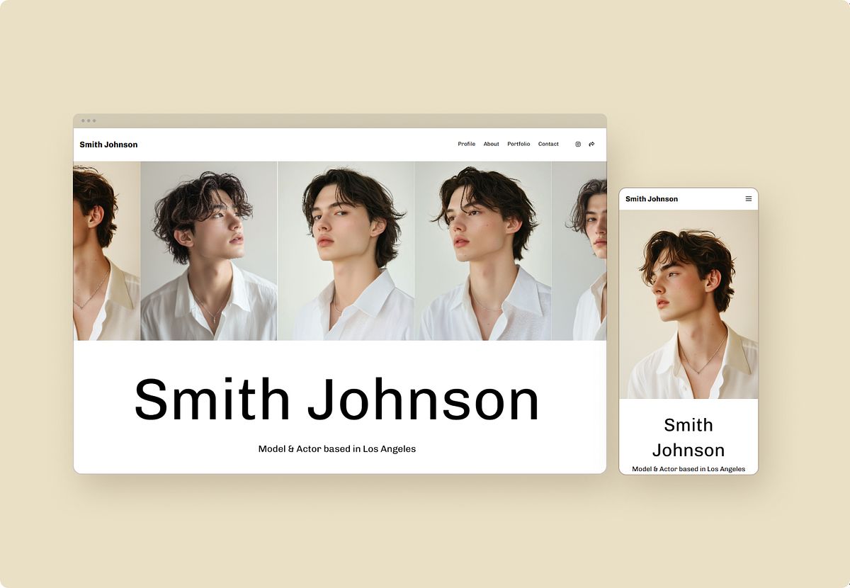 Pixpa's template Brio in desktop and mobile