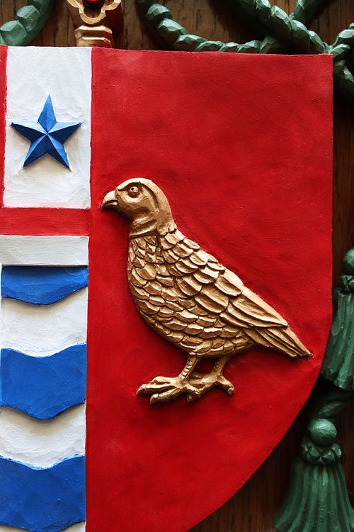 pheasant on Bishop McKnight's coat of arms