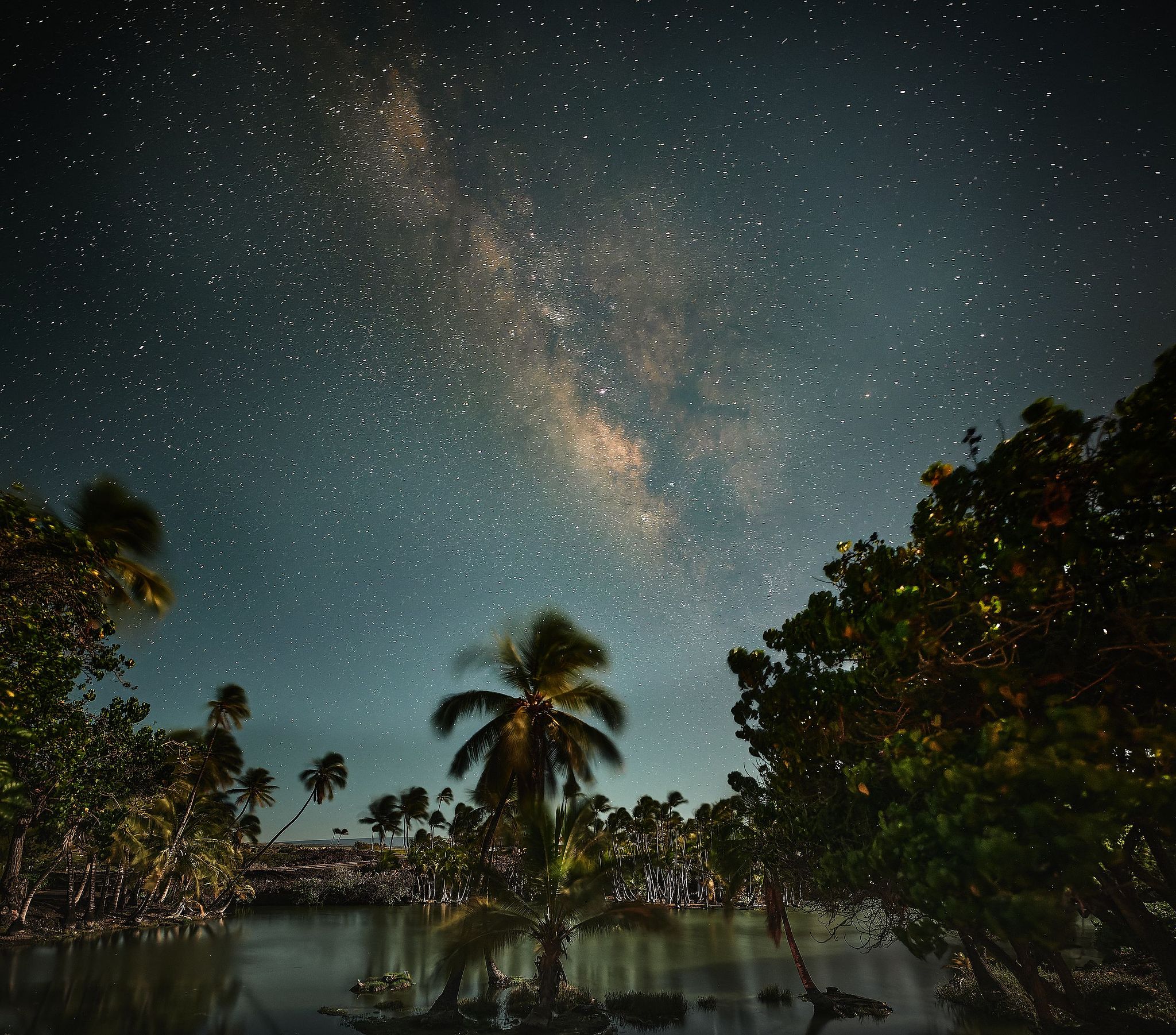 Milky Way over Ancient Fishponds - Hawaii