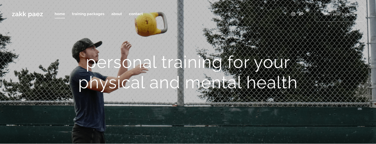 Zakk Paez personal training website