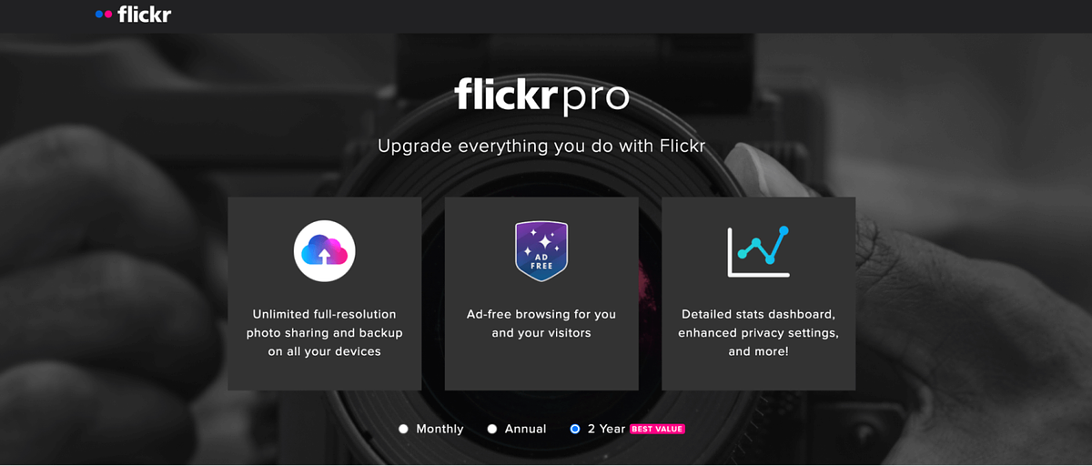 Screenshot of Flickr Pro website builder
