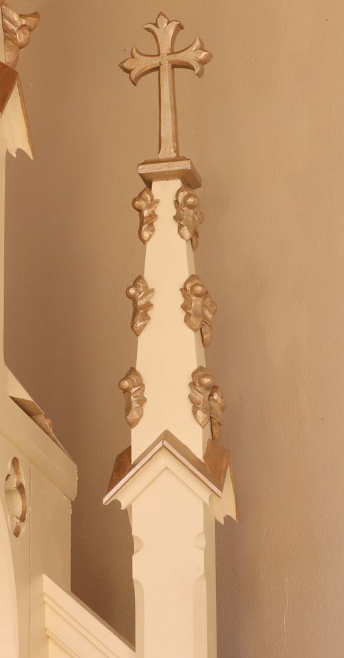 hand carved crockets and spire