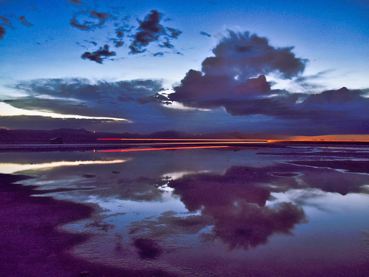 Landscape Reflection Image Captured At Dusk At White Sands National Park in Southern New Mexico