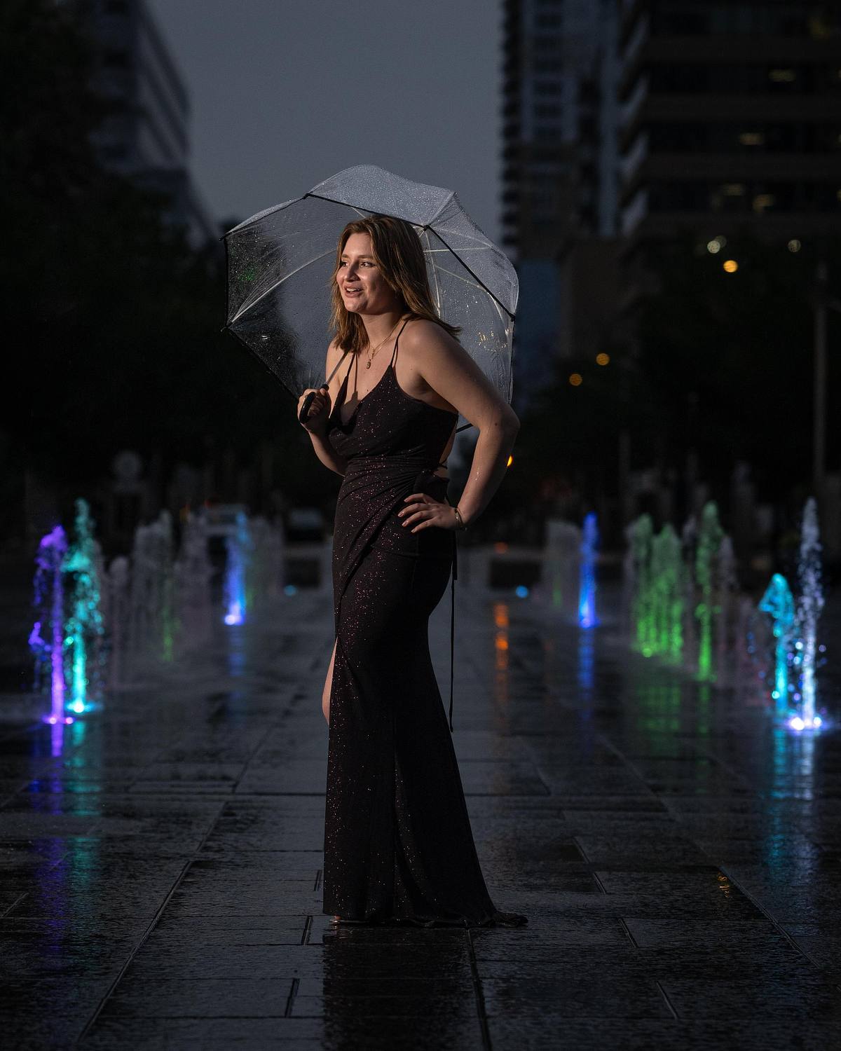 Formal Portrait in the rain at Alberta Legislative Grounds