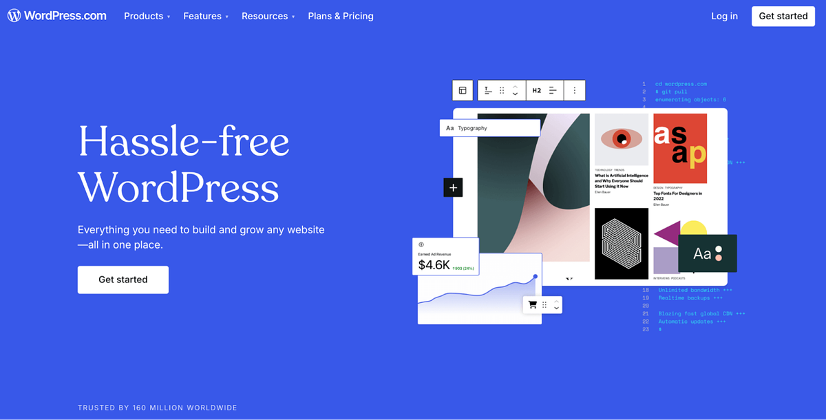 WordPress homepage
